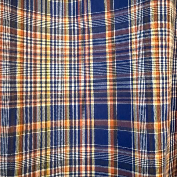 Vintage 70s Felive Blue Short Sleeve Check Plaid Button Down Shirt Large - Picture 7 of 10